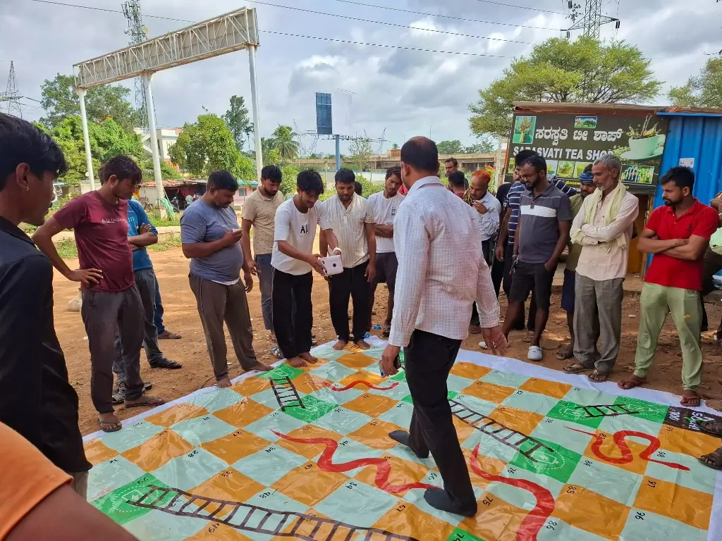 Physical snakes and ladders workshop