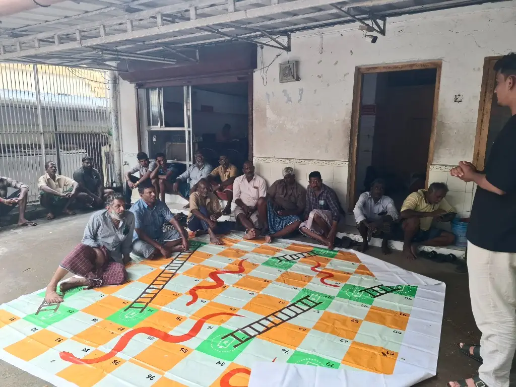 Physical snakes and ladders workshop
